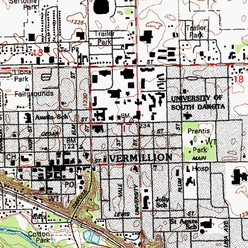 Topographic Map of Native American Cultural Center, SD
