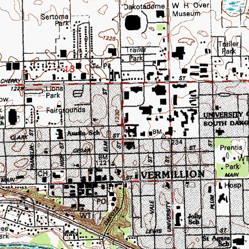 Topographic Map of Julian Hall, SD
