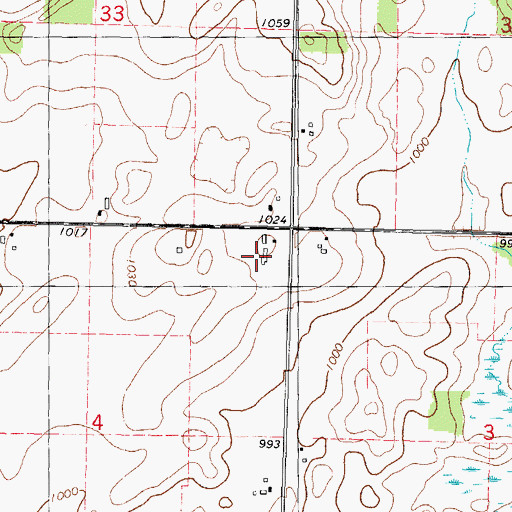 Topographic Map of Kamphuis Farms, WI