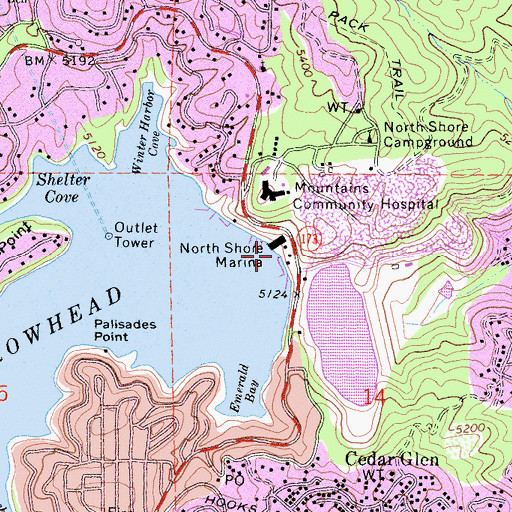 Topographic Map of North Shore Marina, CA