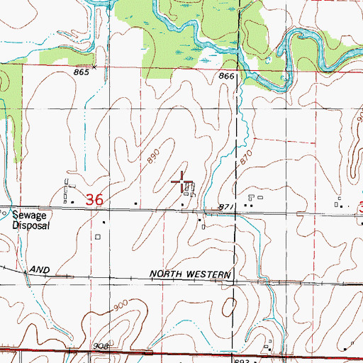 Topographic Map of Rose - Eld Farms, WI