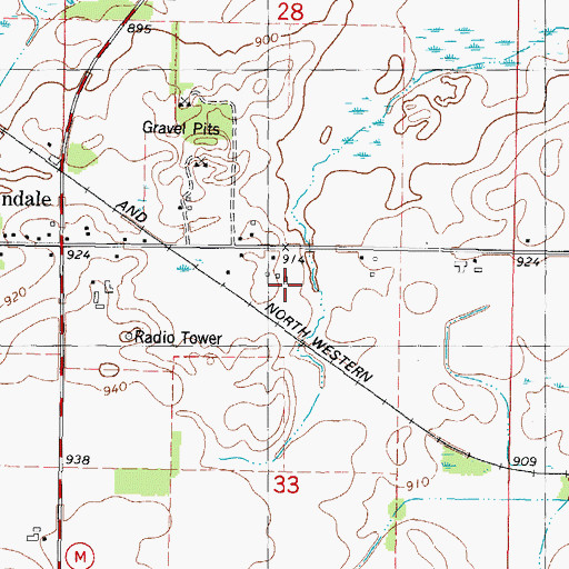 Topographic Map of Stoney Hill Farms, WI