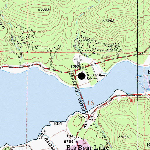 Topographic Map of North Shore Elementary School, CA