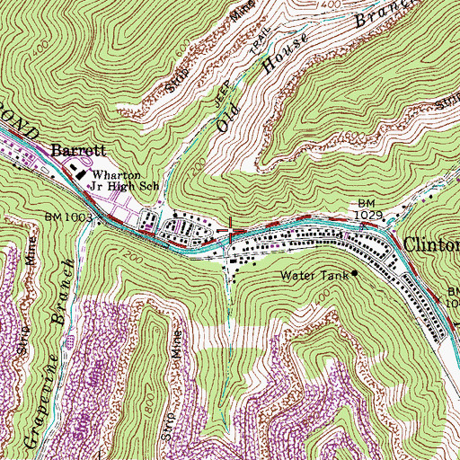 Topographic Map of Barrett - Wharton Public Library, WV