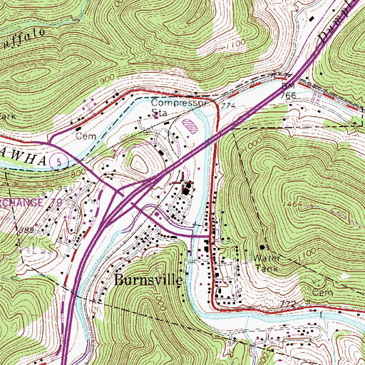 Topographic Map of Burnsville Public Library, WV