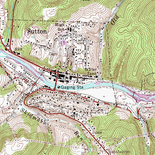 Topographic Map of Sutton Public Library, WV