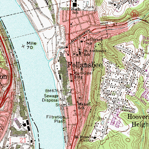 Topographic Map of Follansbee Public Library, WV