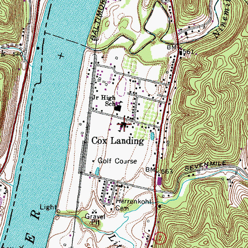 Topographic Map of Cox Landing Branch Library, WV