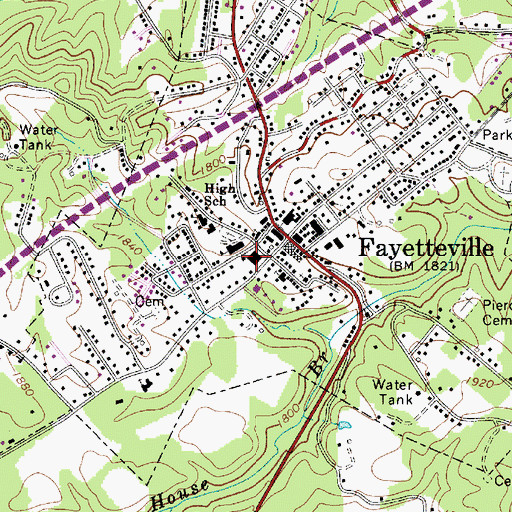 Topographic Map of Fayetteville Public Library, WV