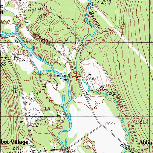 Topographic Map of Blanchard Cemetery, ME