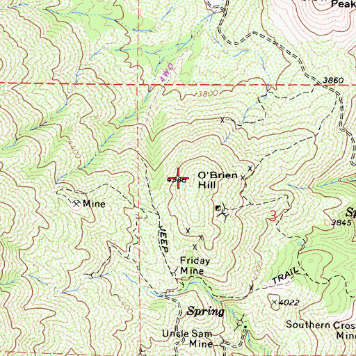 Topographic Map of O'Brien Hill, CA