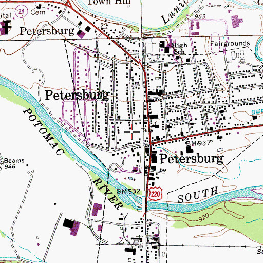 Topographic Map of Moomau-Grant County Public Library, WV