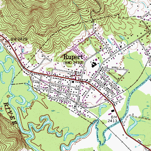 Topographic Map of Rupert Public Library, WV