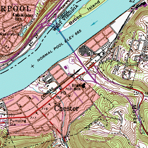 Topographic Map of Lynn Murray Public Library, WV