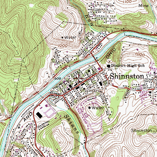 Topographic Map of Lowe Public Library, WV