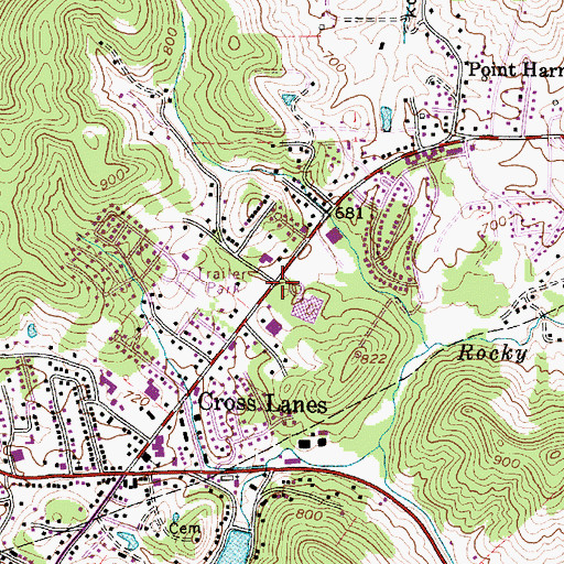 Topographic Map of Cross Lanes Branch Library, WV