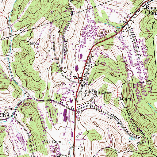 Topographic Map of Sissonville Public Library, WV