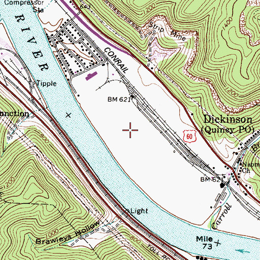 Topographic Map of Riverside Library, WV