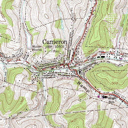 Topographic Map of Cameron Public Library, WV