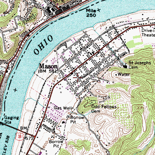 Topographic Map of Mason City Public Library, WV