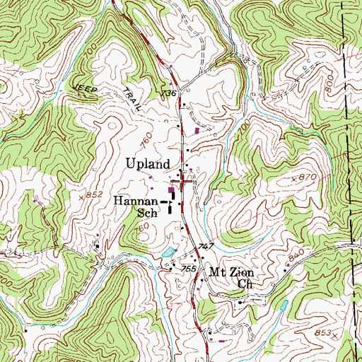 Topographic Map of Hannan Public Library, WV