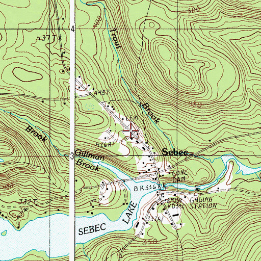 Topographic Map of Sebec Village Cemetery Cowan Extension, ME