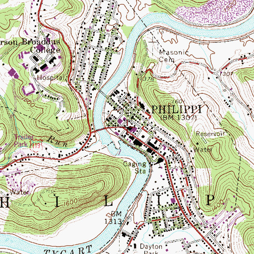 Topographic Map of City of Philippi Convention & Visitors Bureau, WV