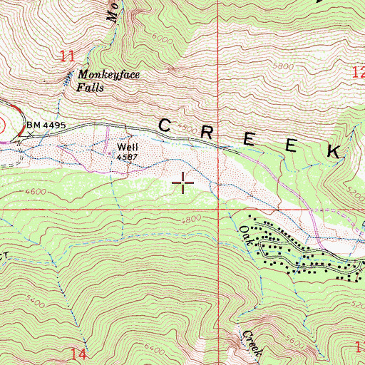 Topographic Map of Oak Creek, CA