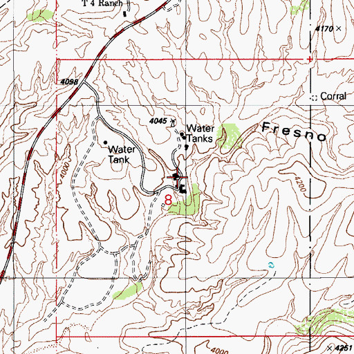 Topographic Map of Fresno Canyon, AZ