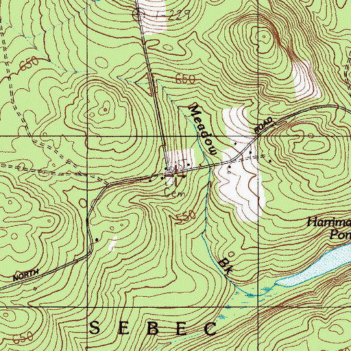 Topographic Map of Harriman Cemetery, ME
