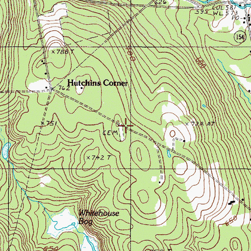 Topographic Map of Hutchins Corner Cemetery, ME