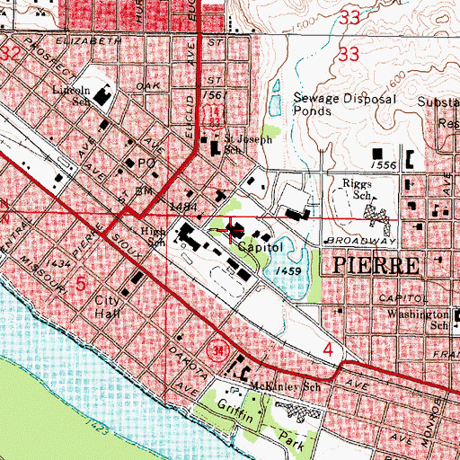 Topographic Map of South Dakota State Capitol, SD
