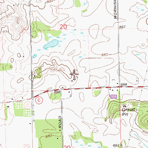 Topographic Map of Pleasant Hill Farms, WI
