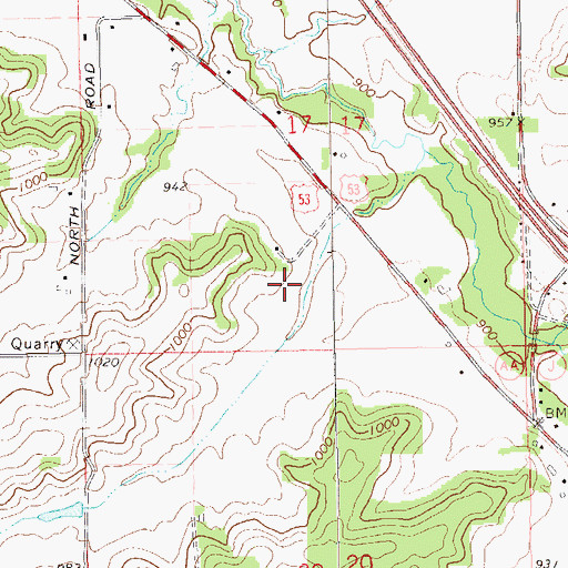 Topographic Map of Otter Creek Valley Farm, WI