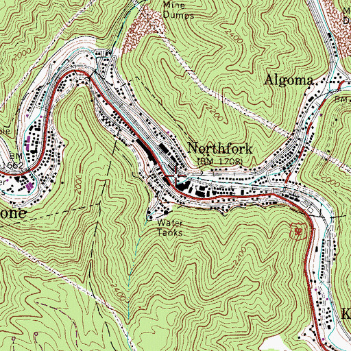 Topographic Map of Northfork Public Library, WV