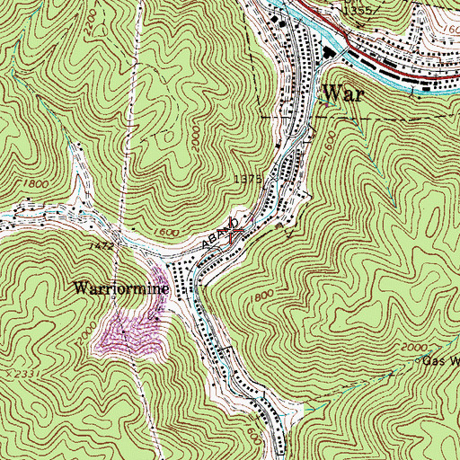 Topographic Map of War Public Library, WV