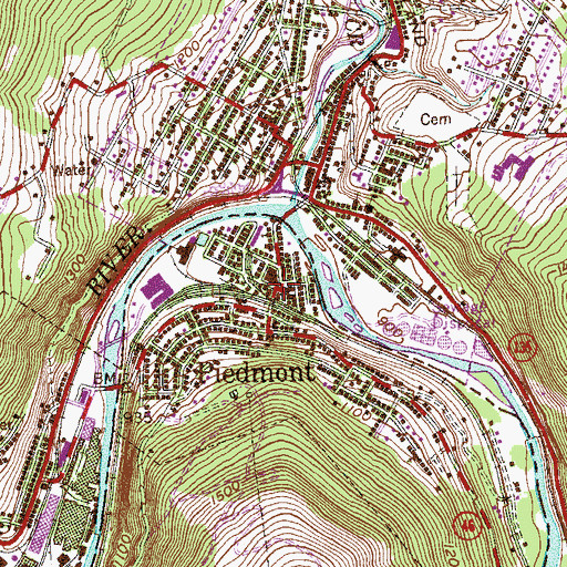 Topographic Map of Piedmont Public Library, WV