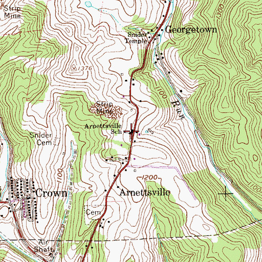 Topographic Map of Arnettsville Public Library, WV