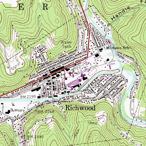 Topographic Map of Richwood Public Library, WV
