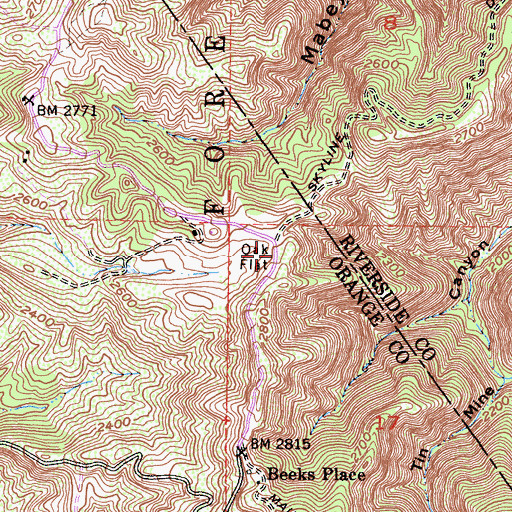 Topographic Map of Oak Flat, CA