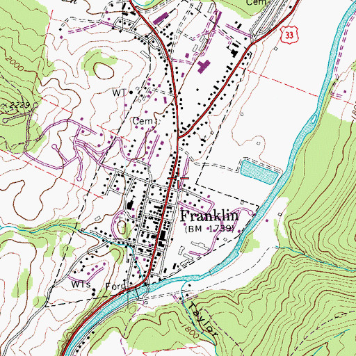 Topographic Map of Pendleton County Public Library, WV