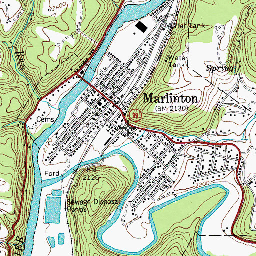Topographic Map of McClintic Public Library, WV