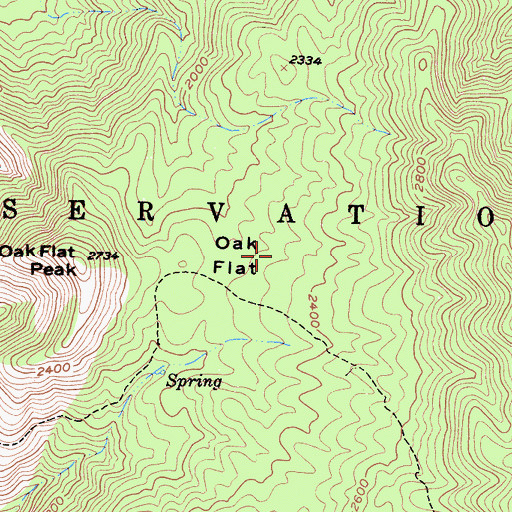 Topographic Map of Oak Flat, CA
