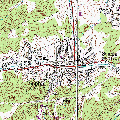 Topographic Map of Sophia Public Library, WV