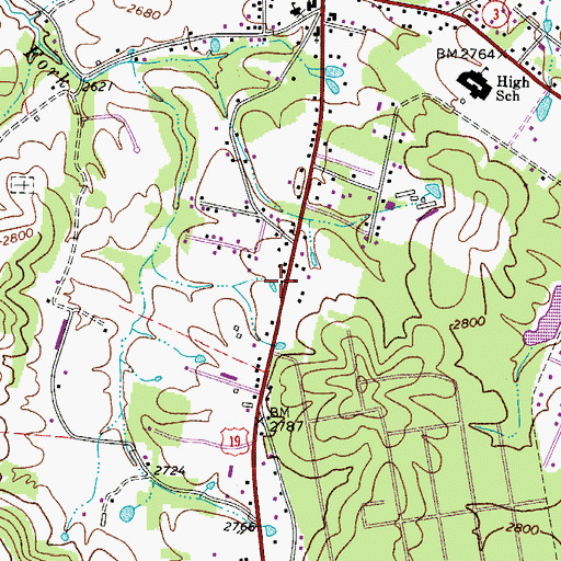 Topographic Map of Shady Springs Public Library, WV