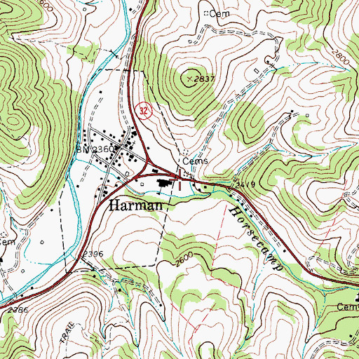 Topographic Map of Pioneer Memorial Public Library, WV