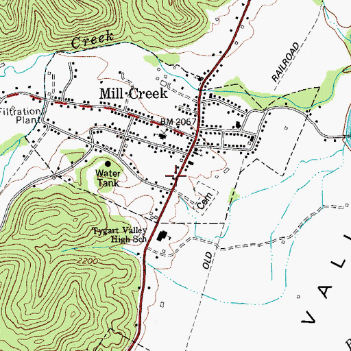 Topographic Map of Tygart Valley Public Library, WV