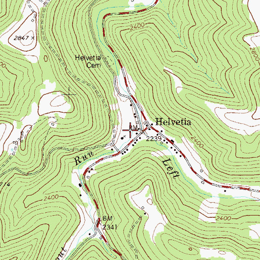 Topographic Map of Helvetia Public Library, WV