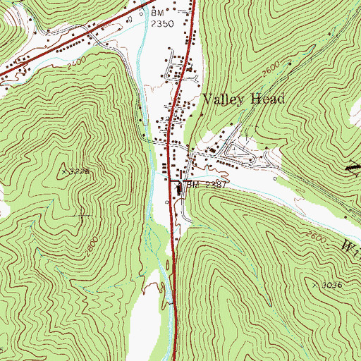 Topographic Map of Valley Head Public Library, WV