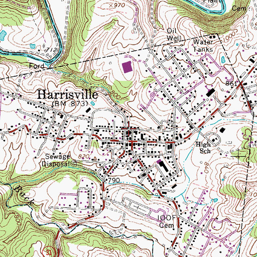 Topographic Map of Ritchie County Public Library, WV